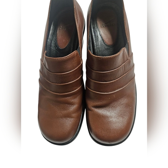 Dansko Aubrey brown Leather Pleated Slip On Shoes Clogs women's size Eu-39 US 8. - Picture 2 of 9